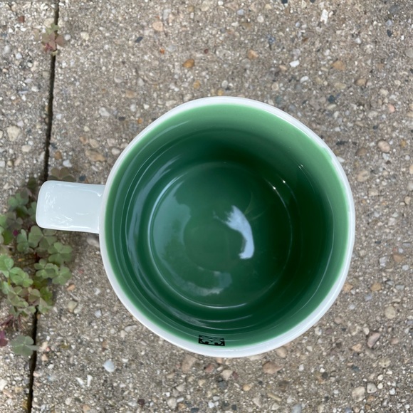 MARY SQUARE NWT ceramic mug “real piece of work” green interior black embossed - Picture 4 of 7